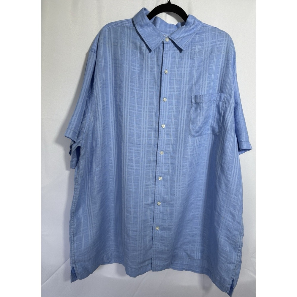 Caribbean Joe Shirt Size‎ 2XB Light Blue Short Sleeve Button Up